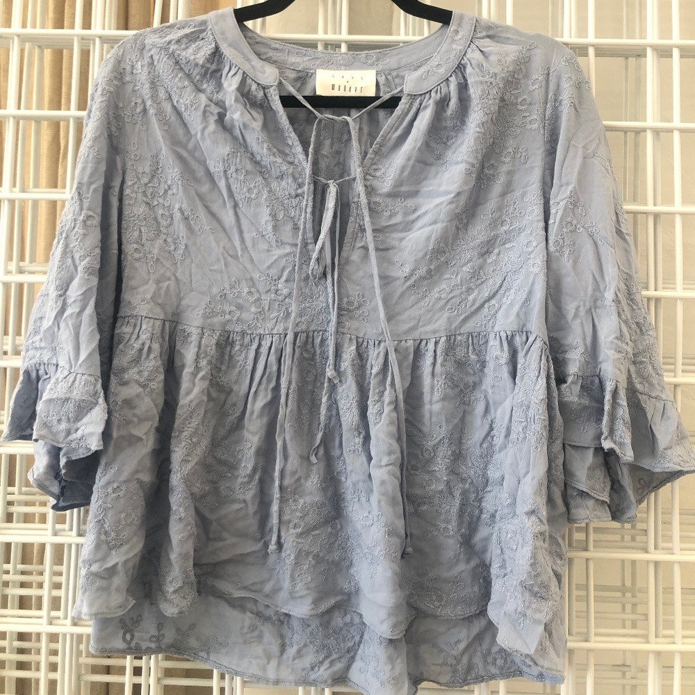 Lost + Wander Blue Lace Up Top